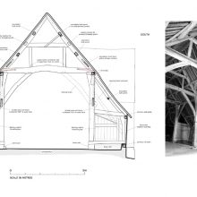 Detailed survey of Grade I listed,15th-century barn at Old Burghclere, Hampshire; undertaken to inform programme of repair