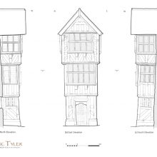 Detailed survey of early 17th-century, timber-framed porch, Ludlow, Shropshire